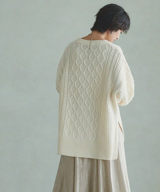 166cm / アイボリー×ライトベージュ / M