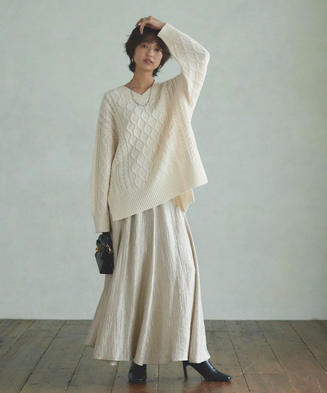 166cm / アイボリー×ライトベージュ / M