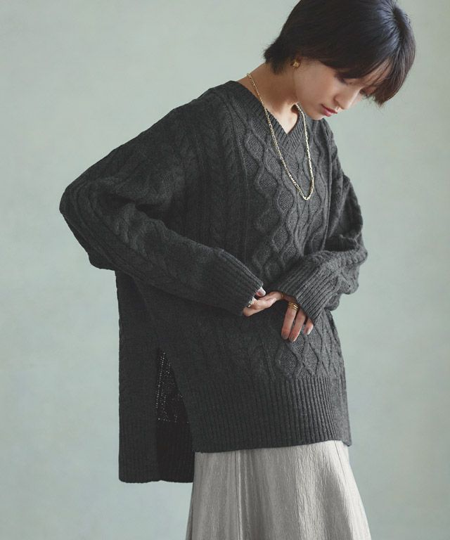 166cm / 杢ブラック×グレー / M