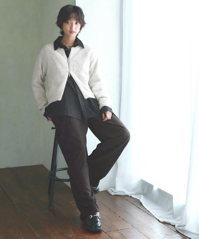 166cm / ブラック×杢アイボリー×ブラウン / M