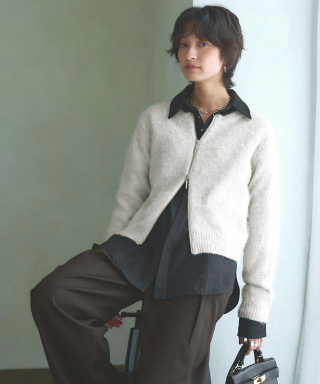 166cm / ブラック×杢アイボリー×ブラウン / M