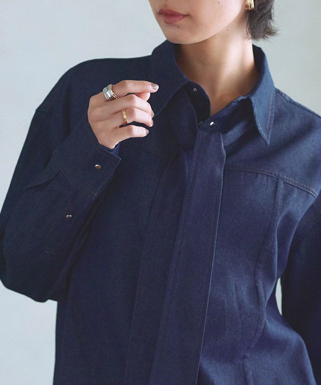 166cm / ブルー×杢チャコール×ストライプ / M