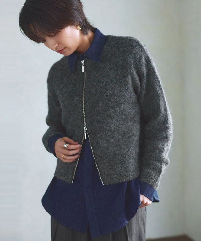 166cm / ブルー×杢チャコール×ストライプ / M