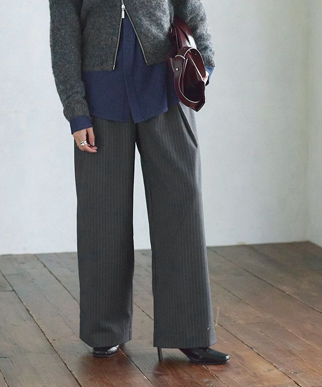 166cm / ブルー×杢チャコール×ストライプ / M