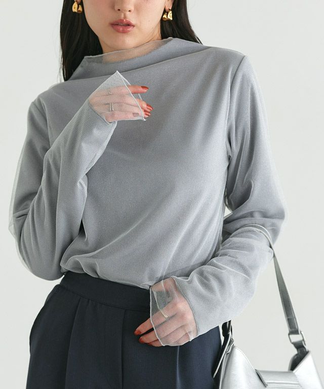 160cm / ラメ / シルバーグレー / M