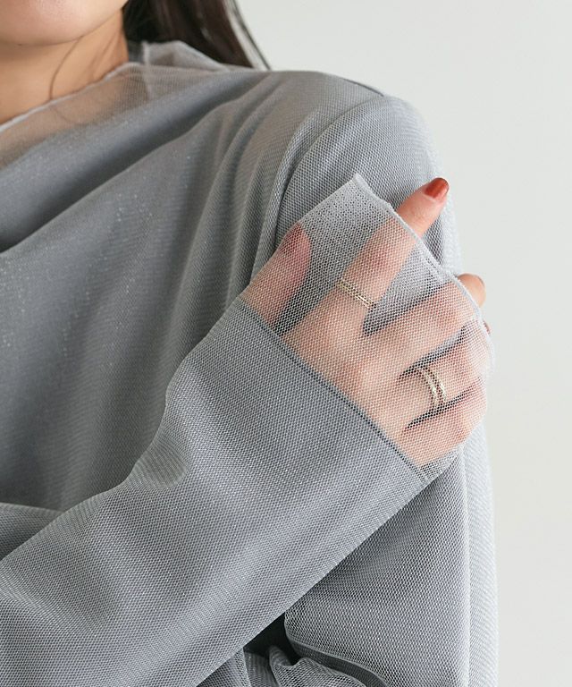 160cm / ラメ / シルバーグレー / M