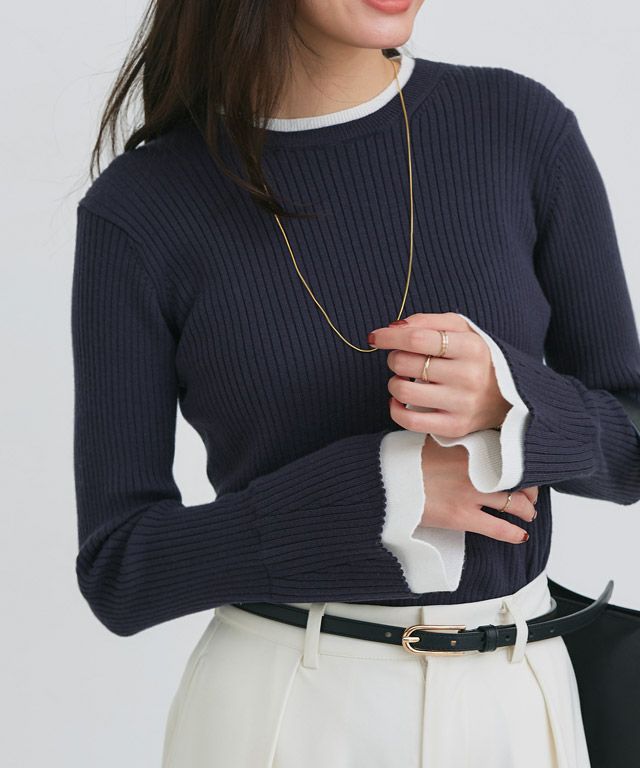 167cm / ネイビー×オフホワイト / M