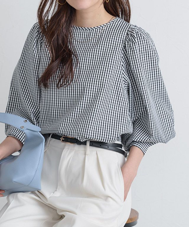 ボリュームスリーブ柄ブラウス【Pierrot】