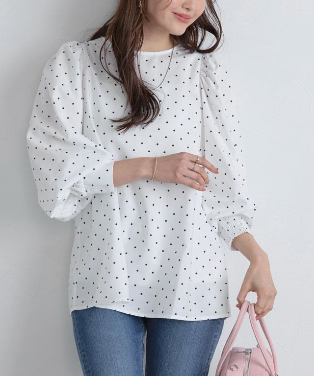 166cm / ドット / オフホワイト / M