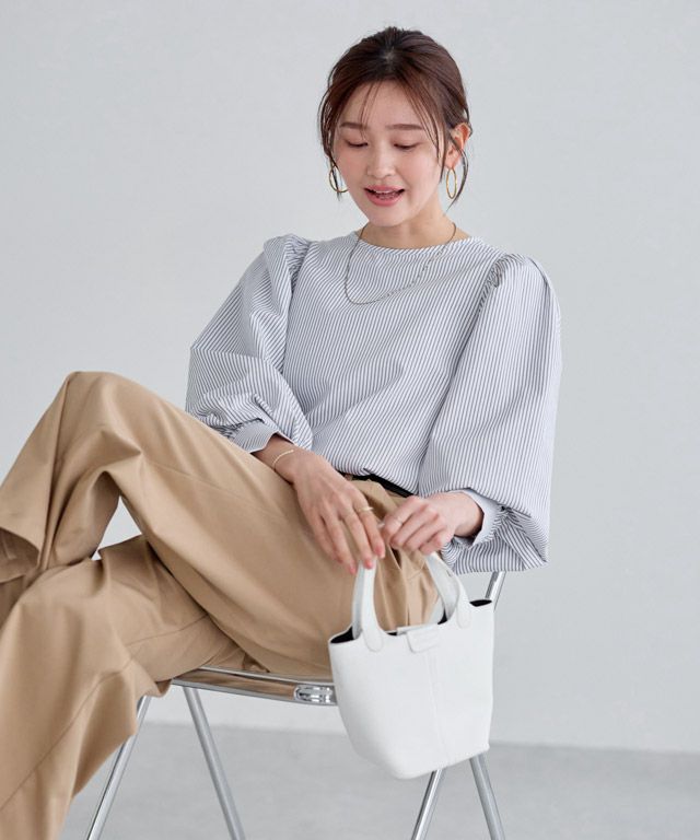 166cm / ストライプ / グレー / M