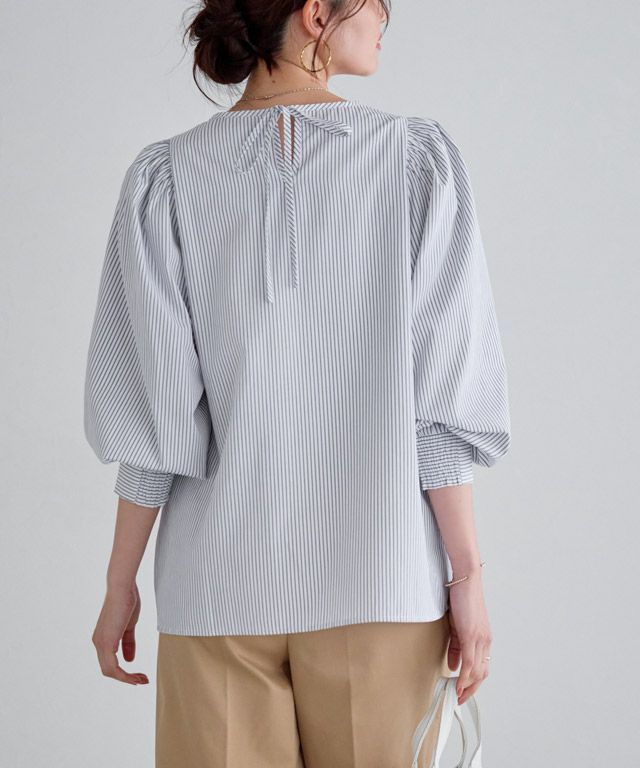 166cm / ストライプ / グレー / M