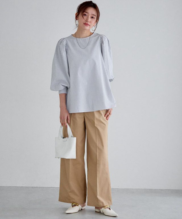 166cm / ストライプ / グレー / M