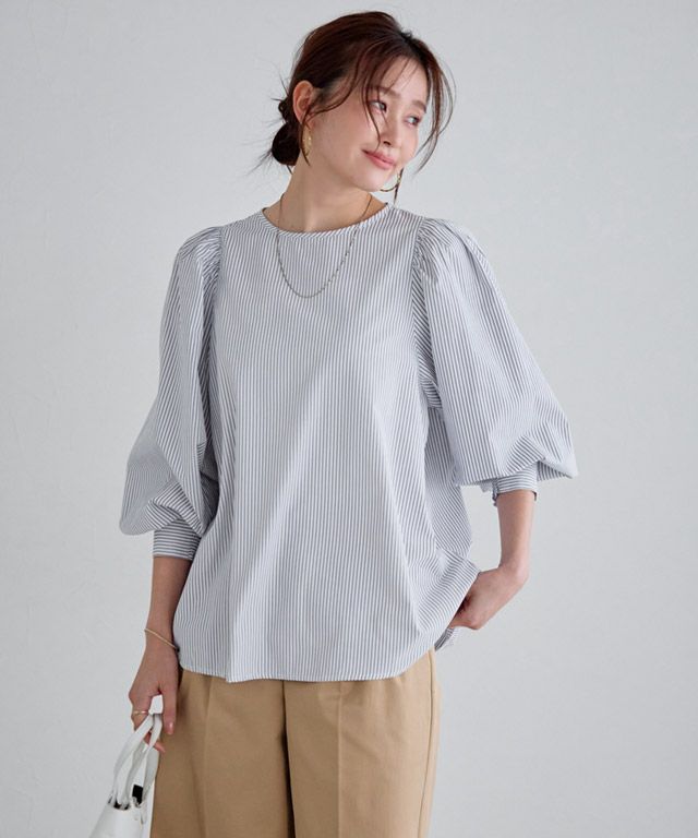 166cm / ストライプ / グレー / M