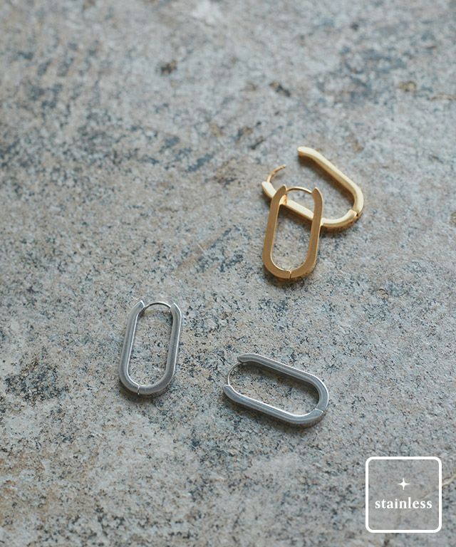 [RASW]stainlessワンタッチオーバルピアス
