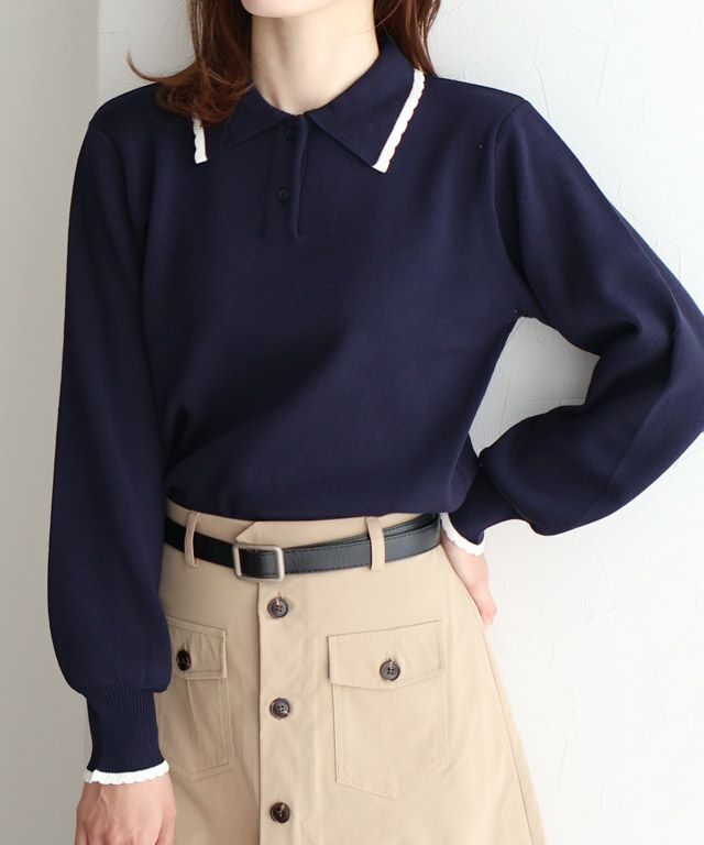 163cm / ネイビー×オフホワイト / M