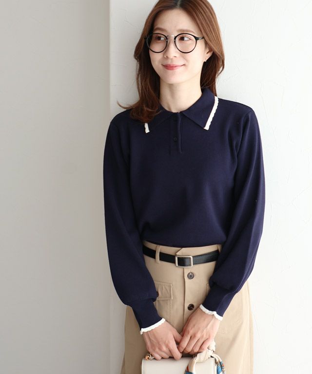 163cm / ネイビー×オフホワイト / M