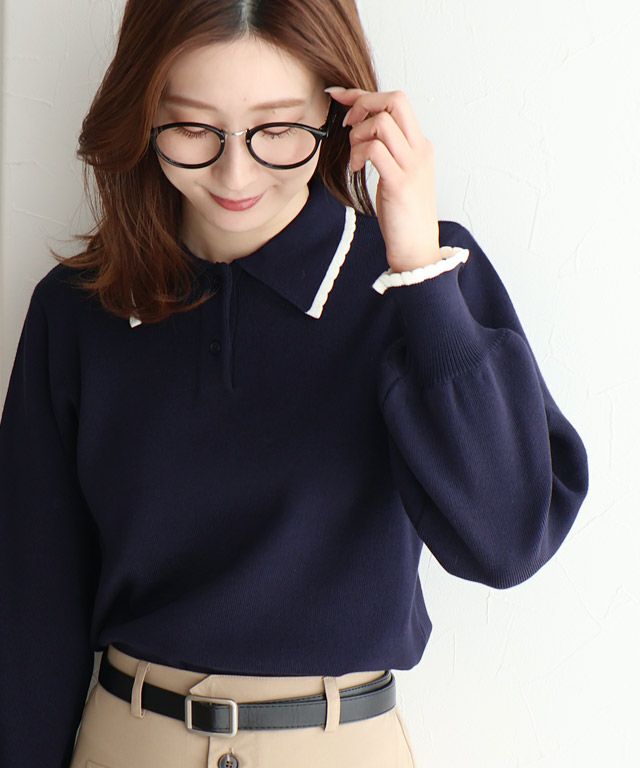 163cm / ネイビー×オフホワイト / M