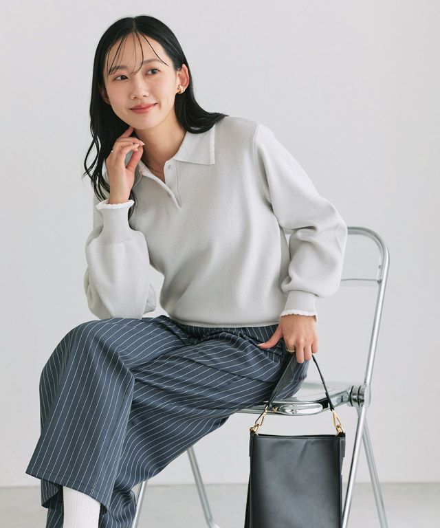 162cm / グレー×オフホワイト / M