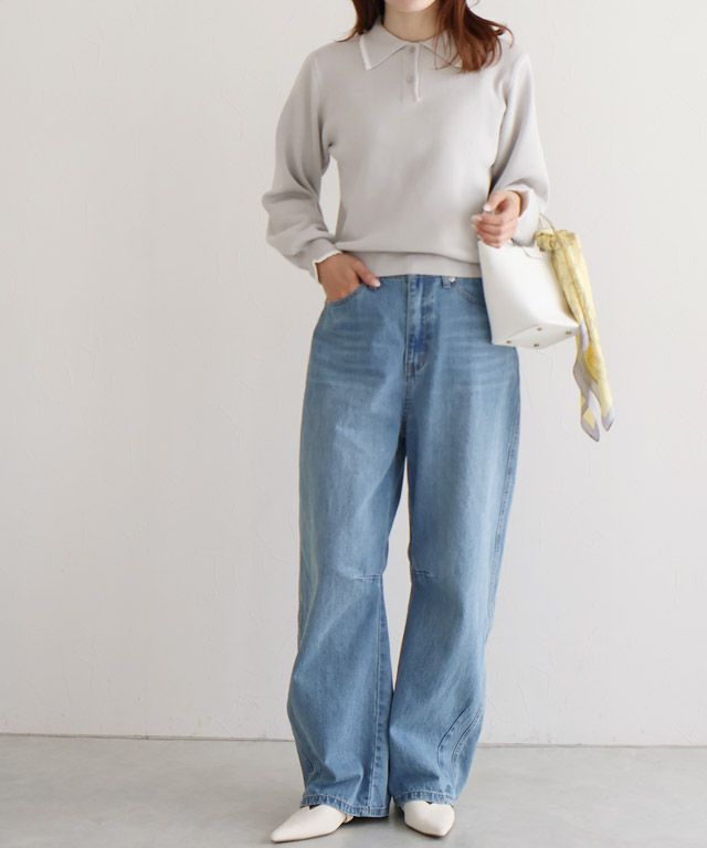 163cm / グレー×オフホワイト / M