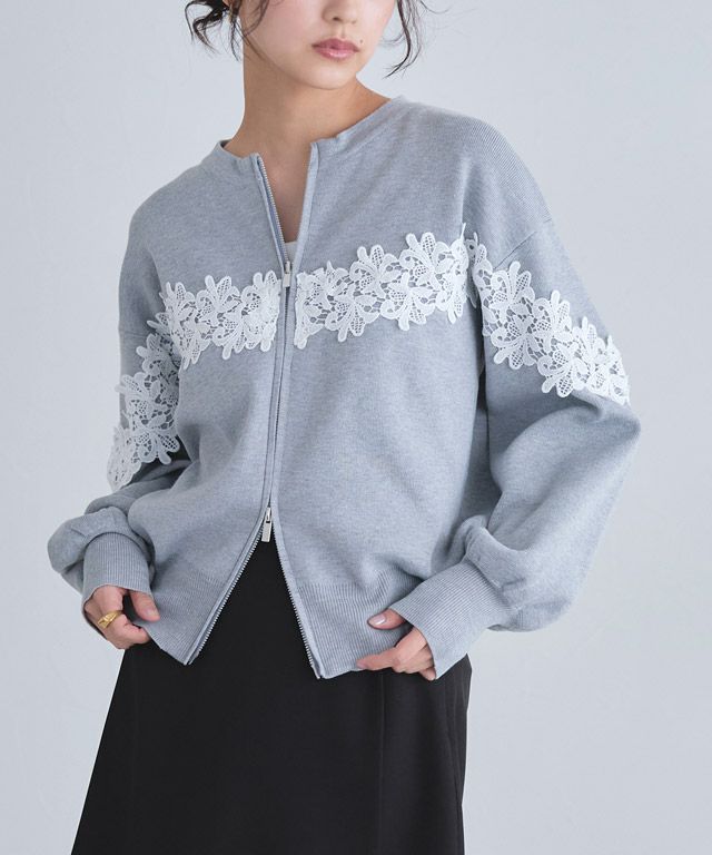 [ECLAM]レースドッキングカーディガン