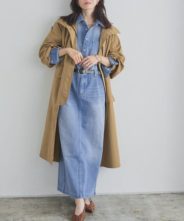 163cm / サックス×キャメルベージュ / M