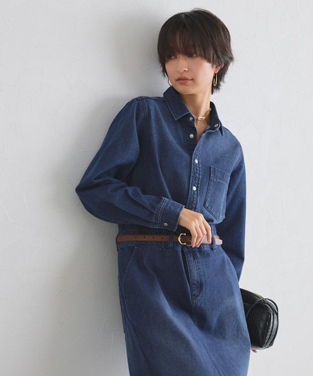 166cm / ブルー×グレージュ / M