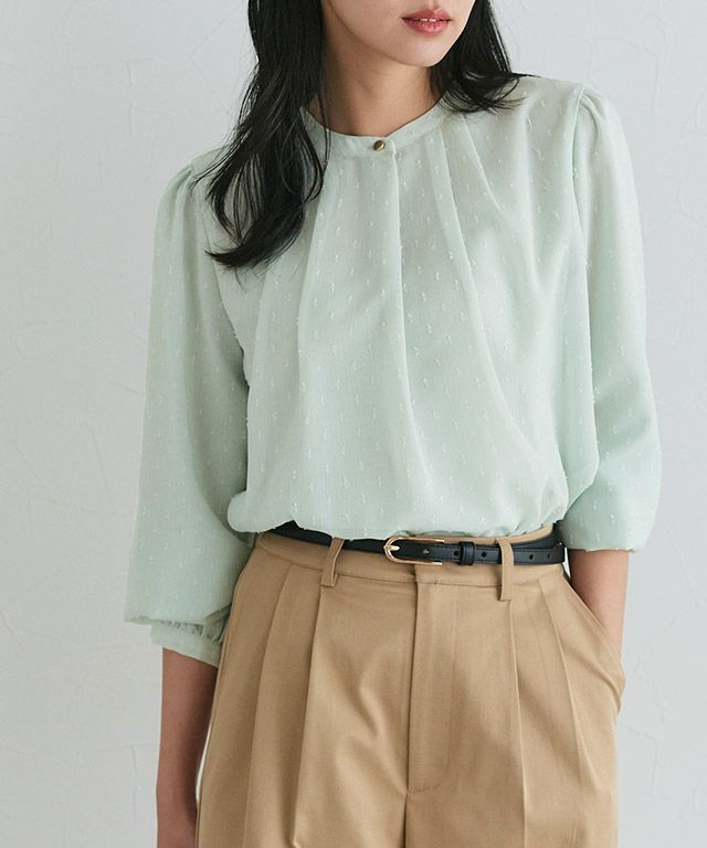 タックデザインドビーシフォンブラウス【Pierrot】