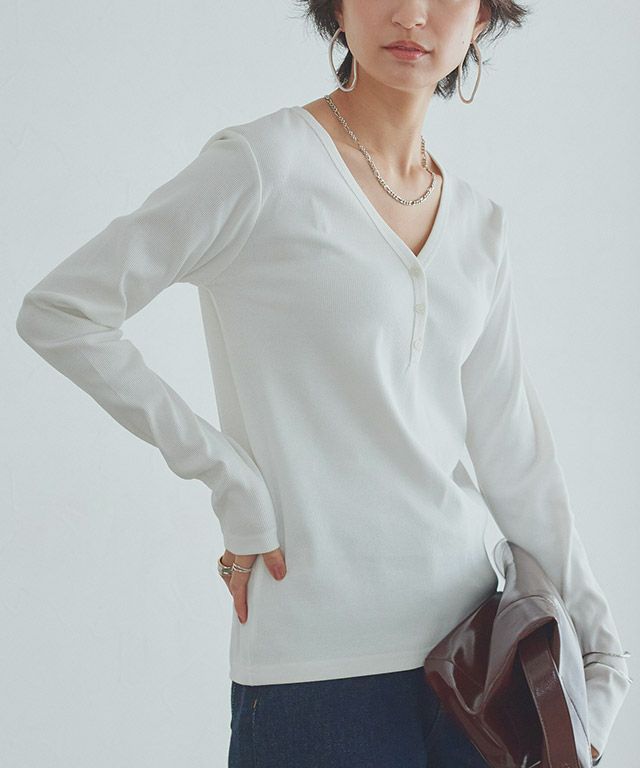 [RASW]ヘンリーネックテレコリブカットソー