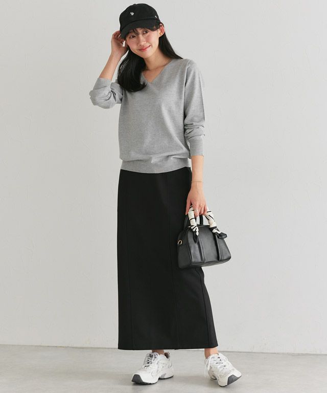 162cm / 杢グレー / Vネック / M