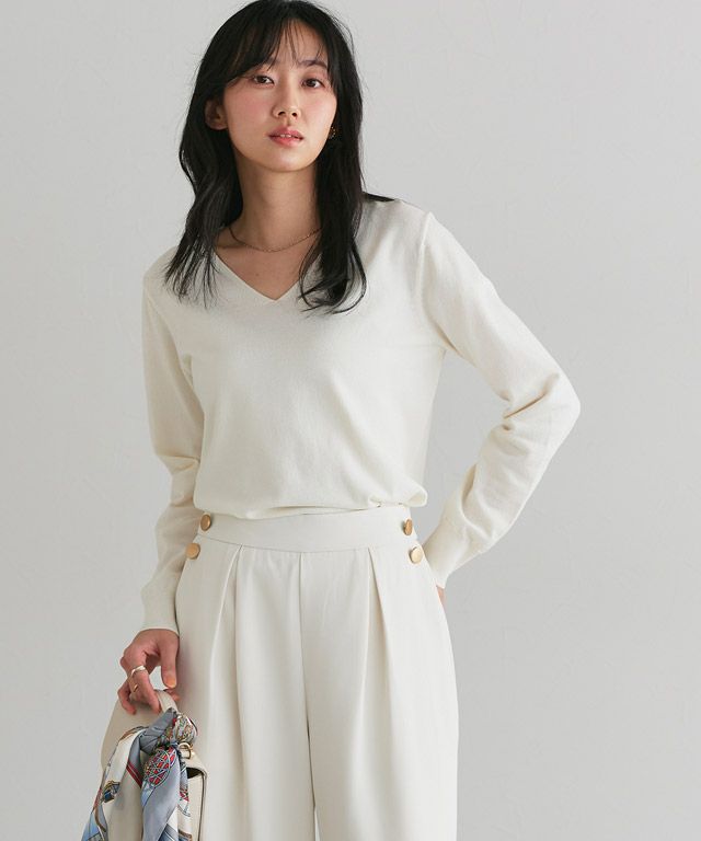 162cm / オフホワイト / Vネック / M