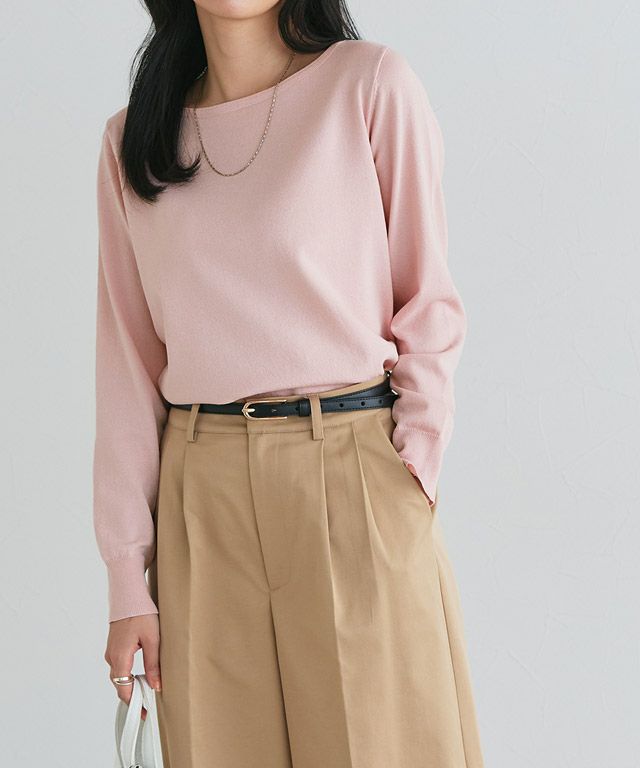 162cm / ピンク / ボートネック / M