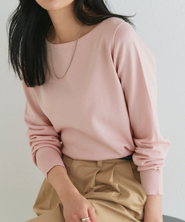 162cm / ピンク / ボートネック / M