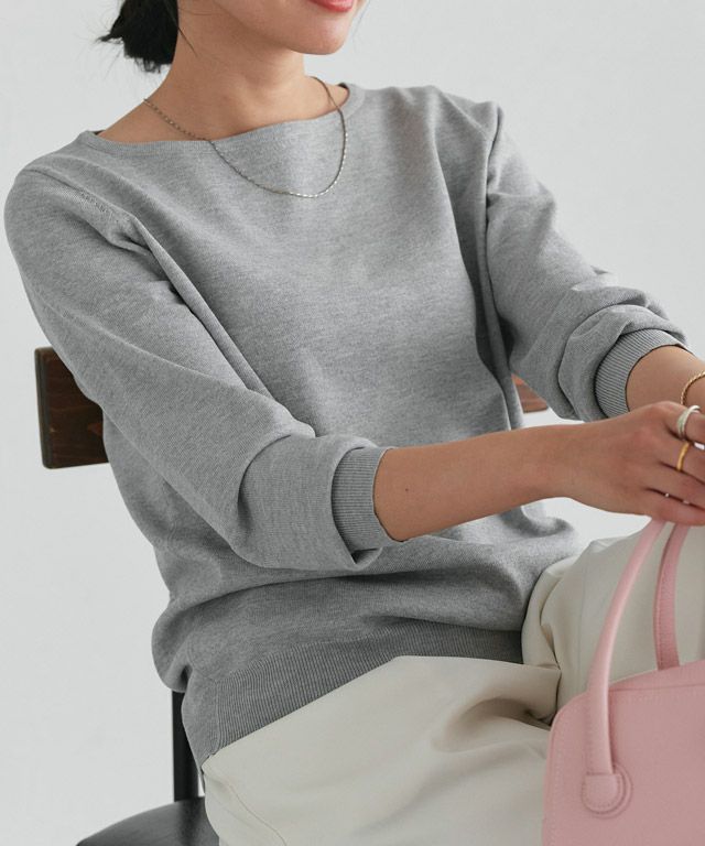 162cm / 杢グレー / ボートネック / M