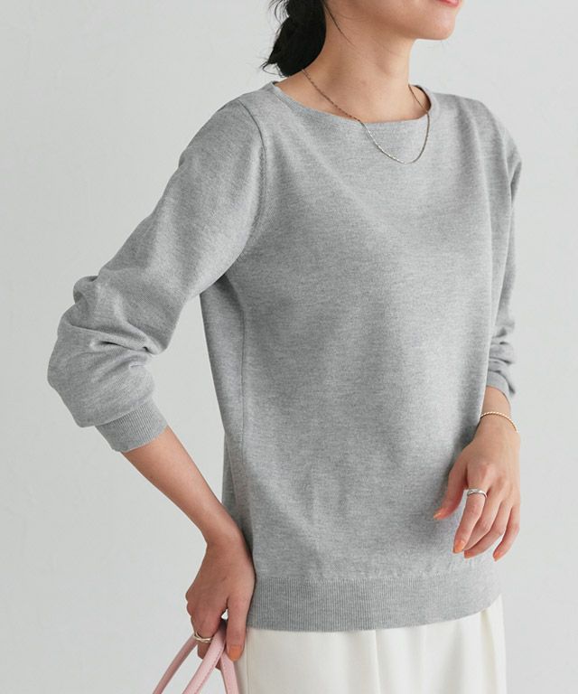 162cm / 杢グレー / ボートネック / M