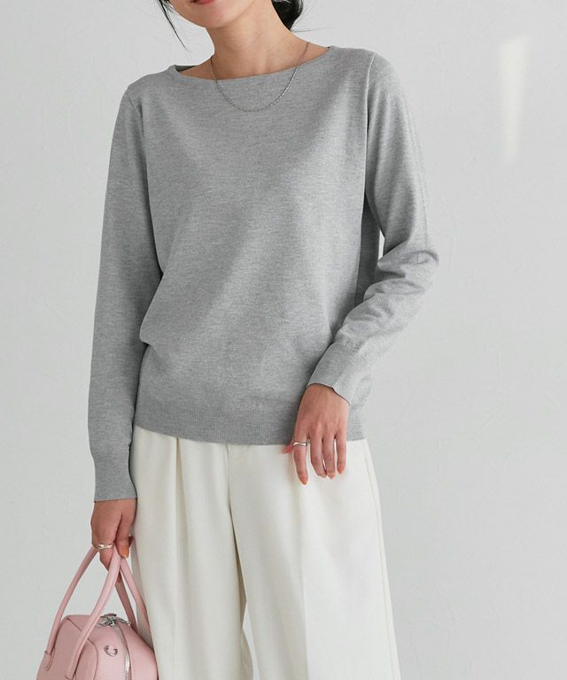 162cm / 杢グレー / ボートネック / M