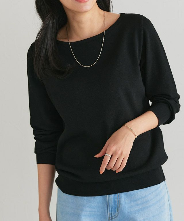 162cm / ブラック / ボートネック / M