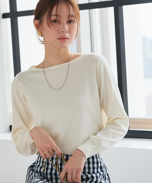 167cm / オフホワイト / ボートネック / M