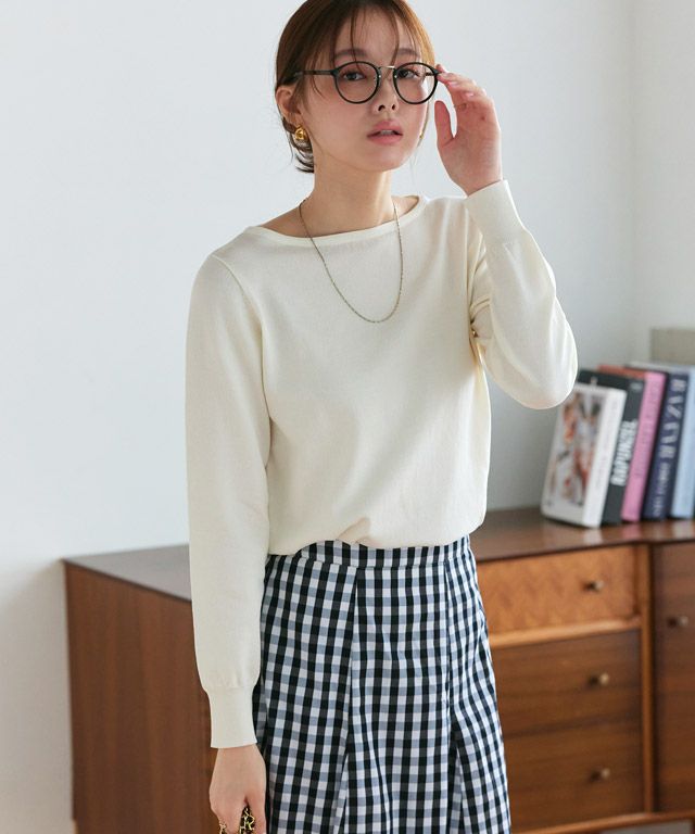 167cm / オフホワイト / ボートネック / M