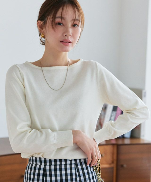 167cm / オフホワイト / ボートネック / M